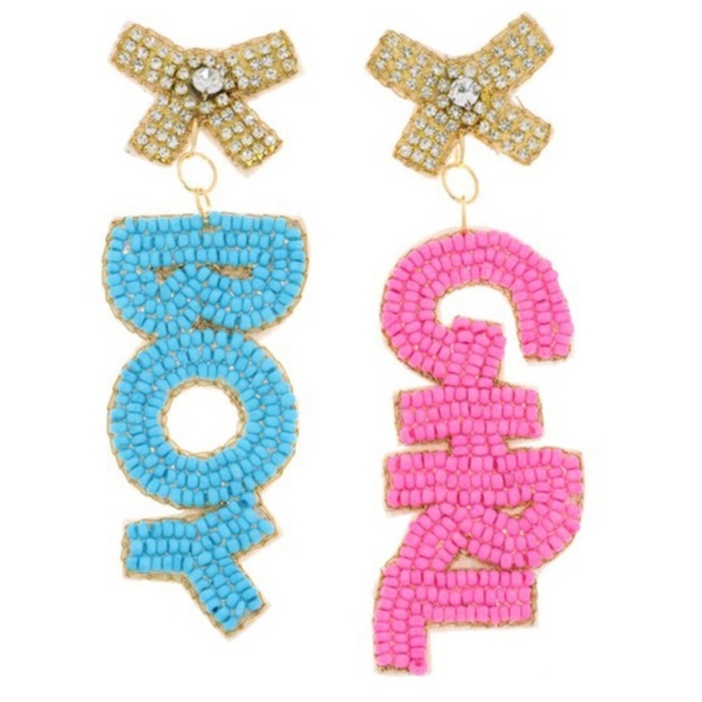 Boy girl gender reveal beaded earrings